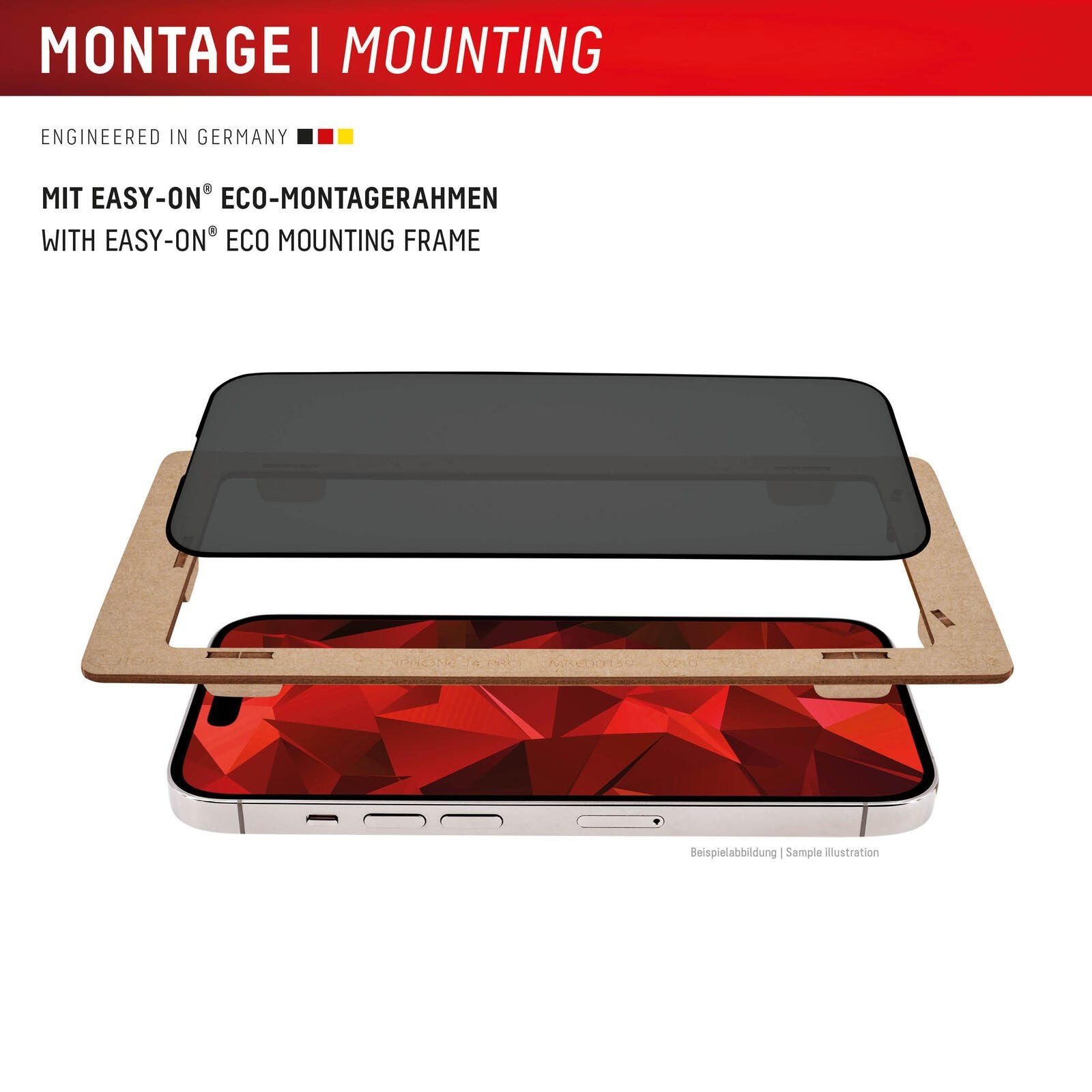 DISPLEX Privacy Full Cover Panzerglas (10H) für Apple iPhone 16 Pro Max