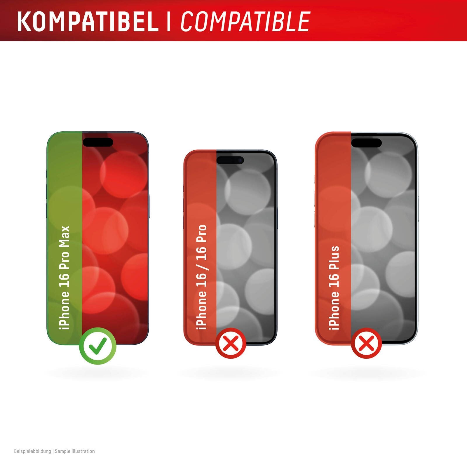 DISPLEX Privacy Full Cover Panzerglas (10H) für Apple iPhone 16 Pro Max