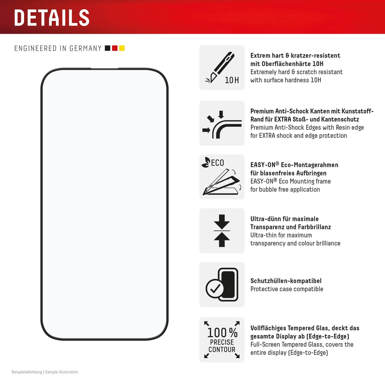 DISPLEX Premium Panzerglas (Full Cover, 10H) für Apple iPhone 16