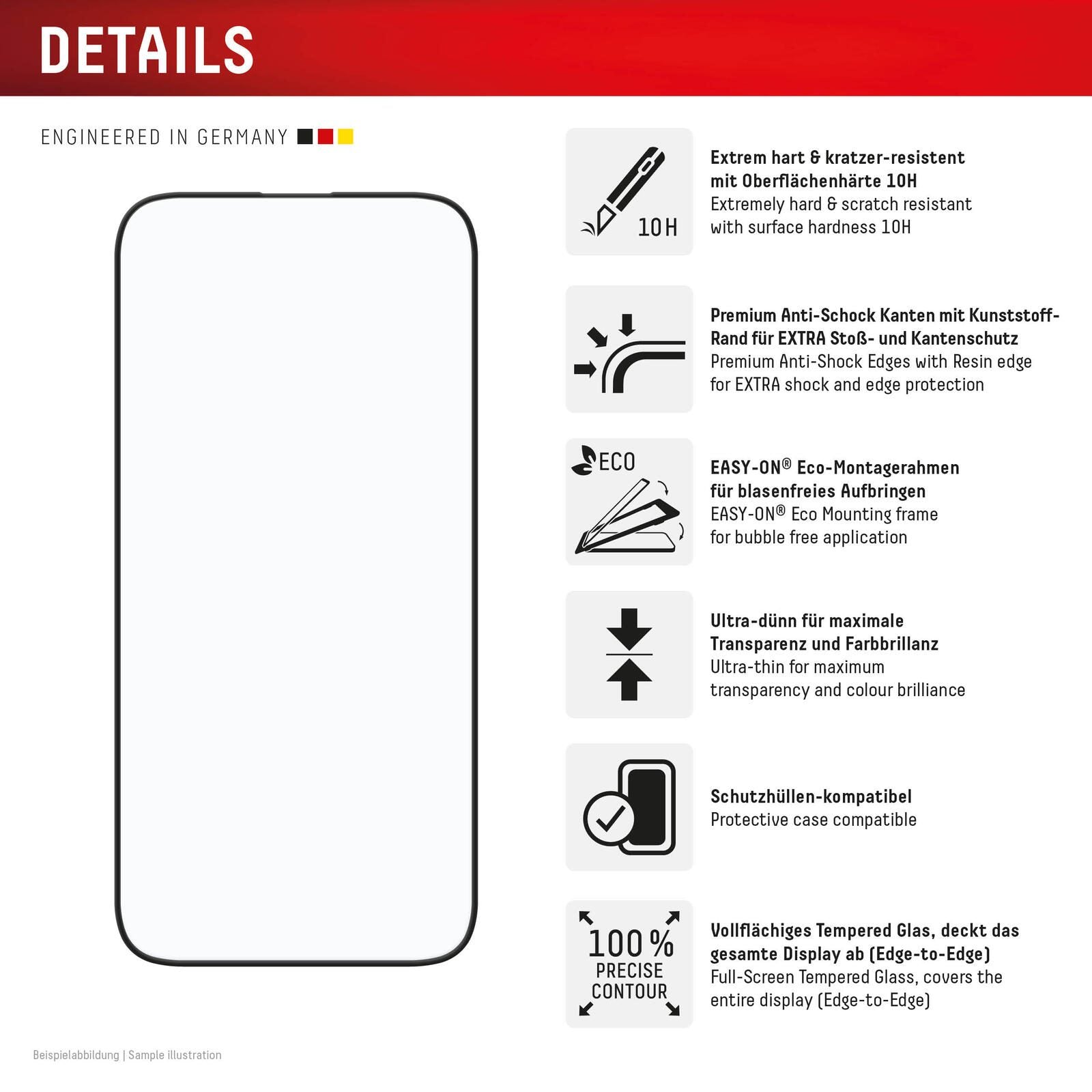 DISPLEX Premium Panzerglas (Full Cover, 10H) für Apple iPhone 16 Plus