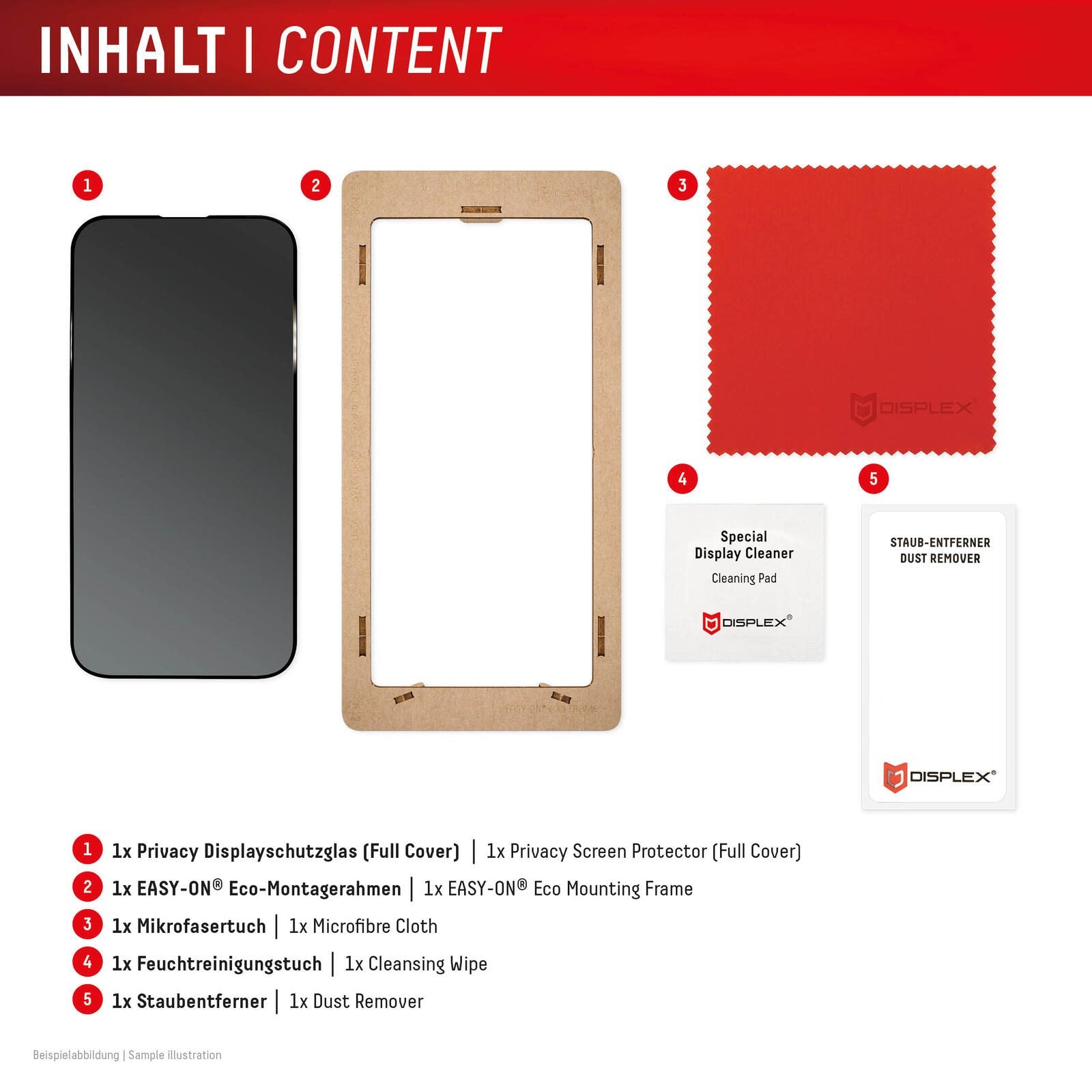 DISPLEX Privacy Full Cover Panzerglas (10H) für Apple iPhone 16