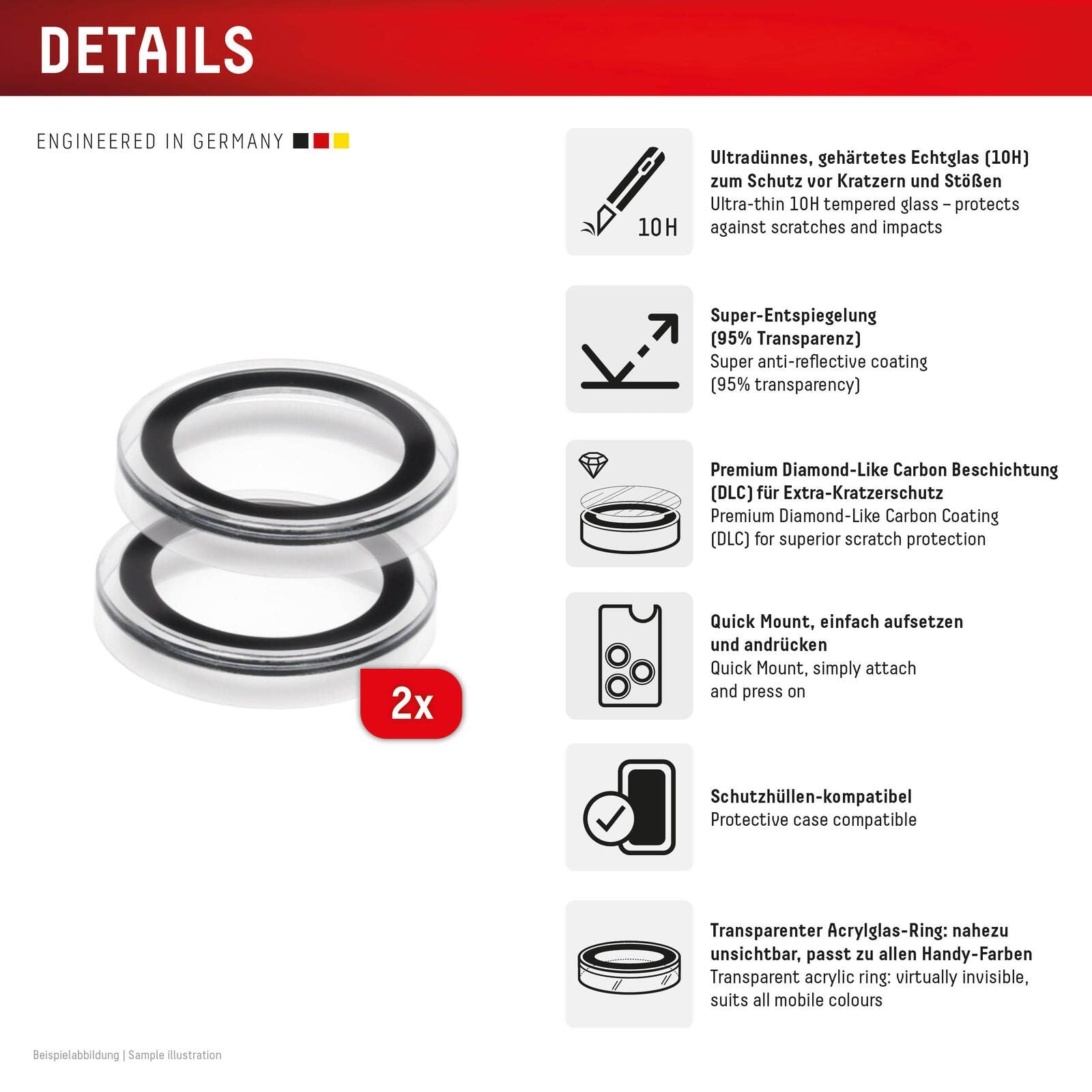 DISPLEX Premium Camera Lens Glass, iPhone 16e 2 Stück