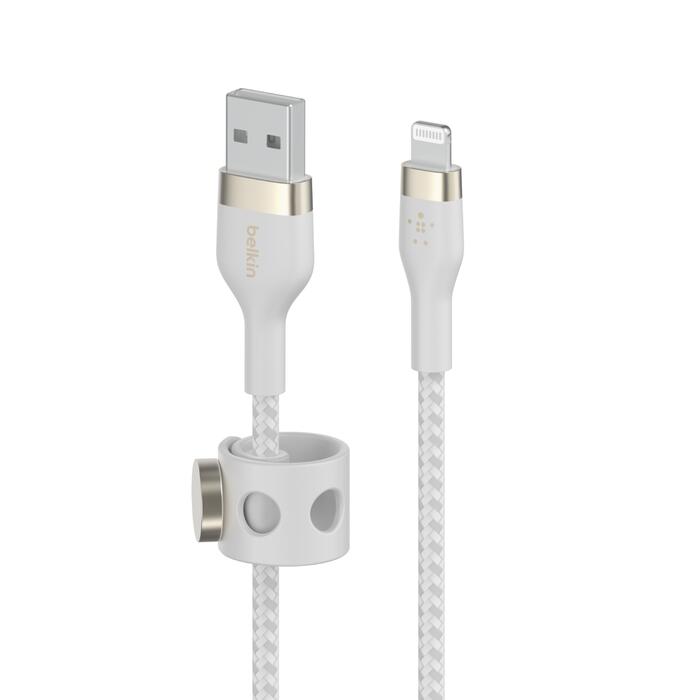 Belkin BoostCharge Pro Flex USB-A Kabel mit Lightning Connector (3m, Weiß)