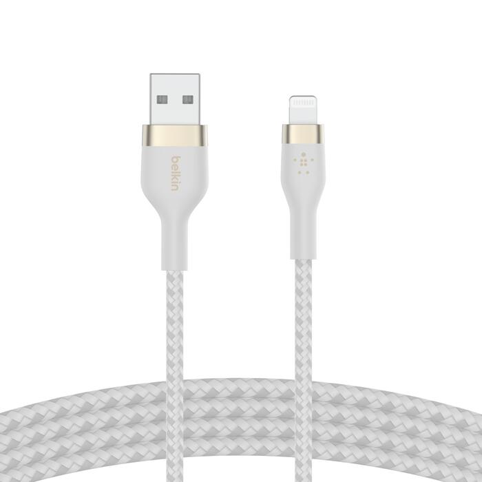 Belkin BoostCharge Pro Flex USB-A Kabel mit Lightning Connector (3m, Weiß)