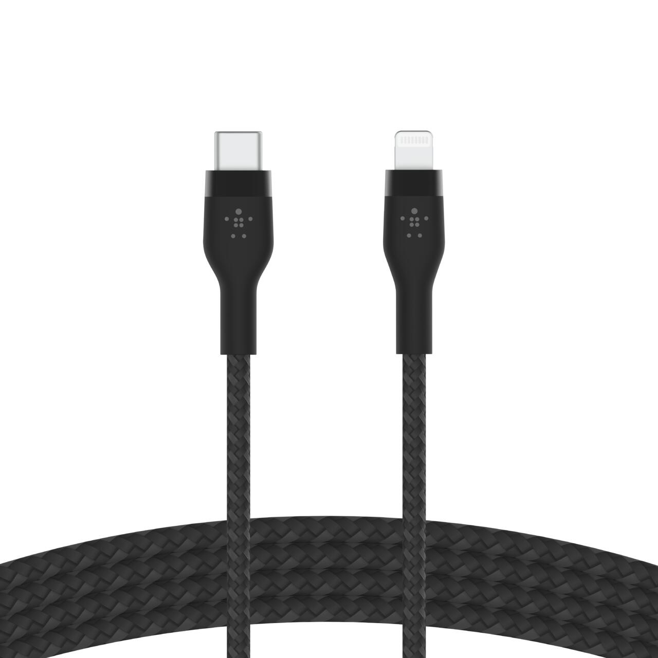Belkin BoostCharge Pro Flex USB-C Kabel mit Lightning Connector (2m, Schwarz)