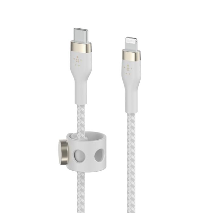 Belkin BoostCharge Pro Flex USB-C Kabel mit Lightning Connector (3m, Weiß)