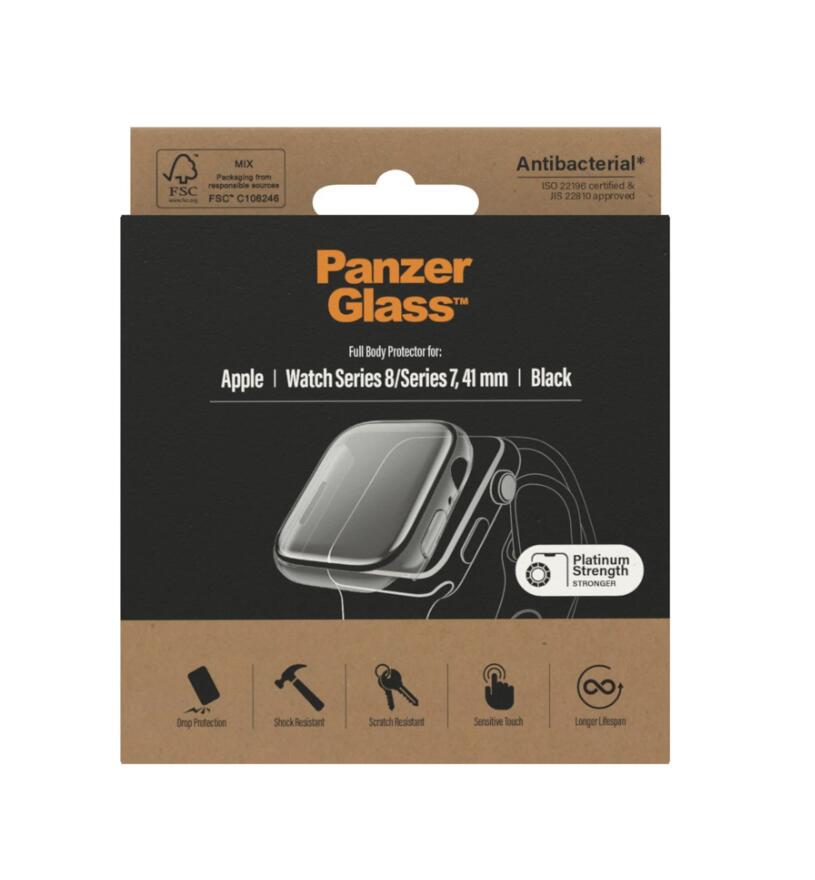PanzerGlass™ Displayschutz Full Body Apple Watch Series 7, 8 & 9 - 41mm transparent