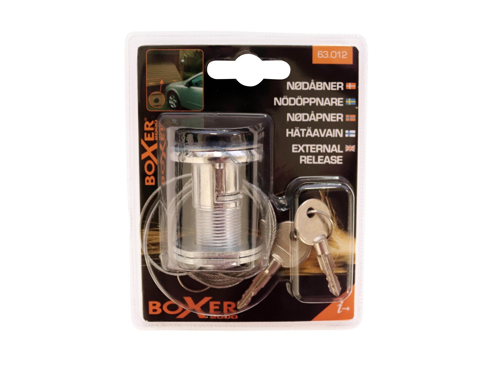 Boxer External release for automatic door openers with key