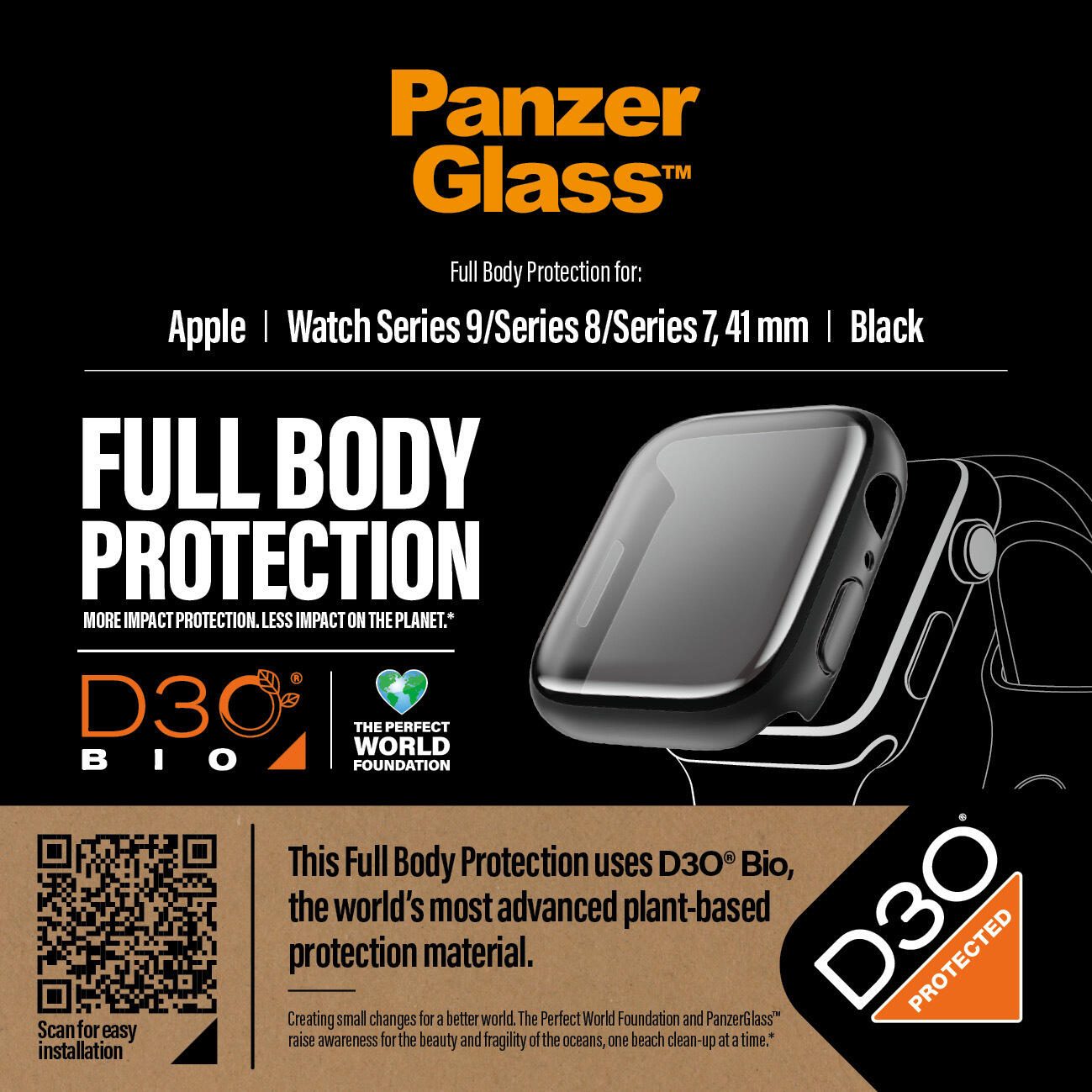 PanzerGlass Apple Watch Full Body Case D30, schwarz