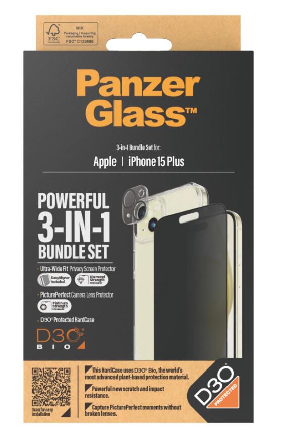 PanzerGlass™ Privacy 3-in-1 Set - iPhone 15 Plus