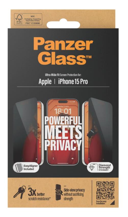 PanzerGlass™ Privacy Displayschutz iPhone 15 Pro