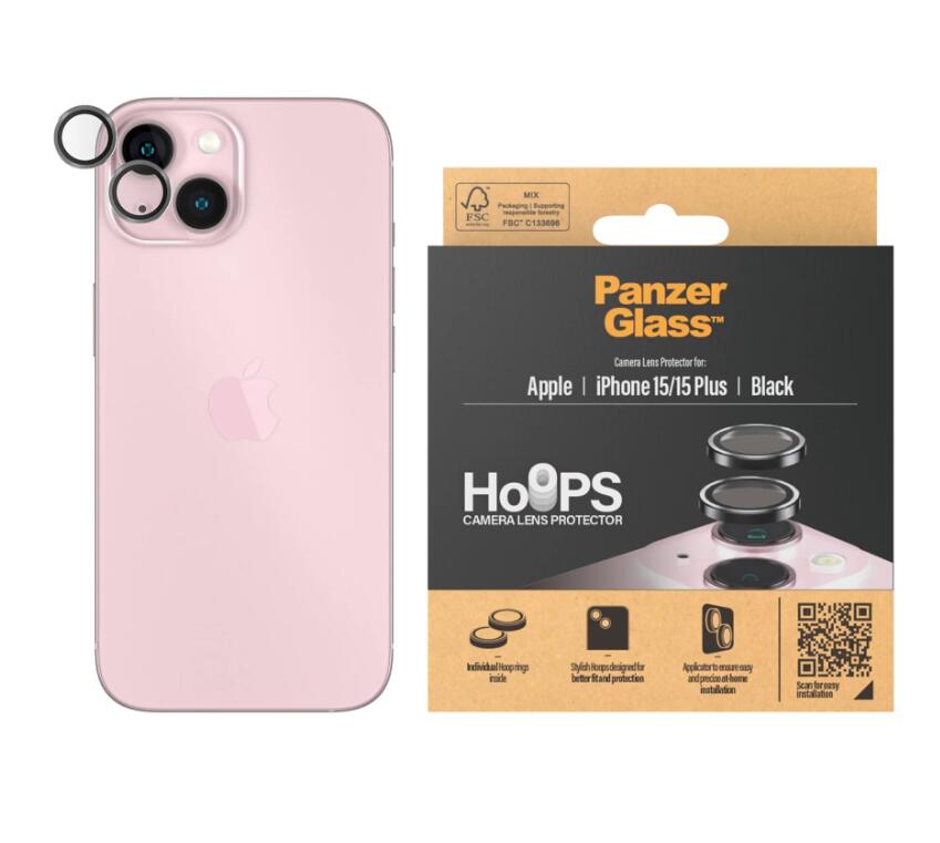 PanzerGlass™ Hoops Kameraschutz für das Apple iPhone 15 & iPhone 15 Plus