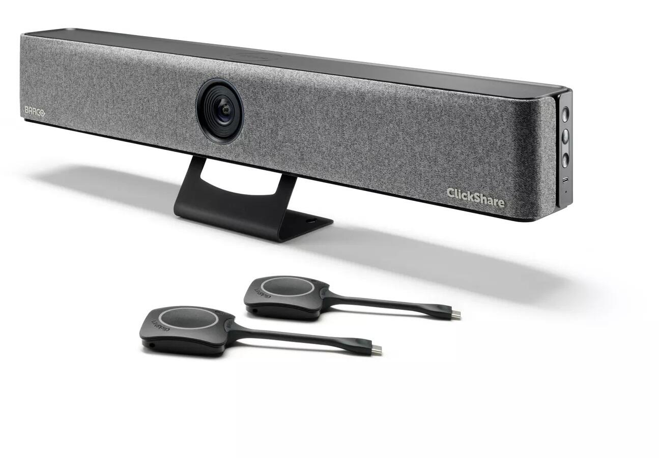 All-in-One Videokonferenzlösung Samsung Flip Pro WM55B, Neomounts FL50-525WH1, Barco Clickshare Bar Pro & Halterung