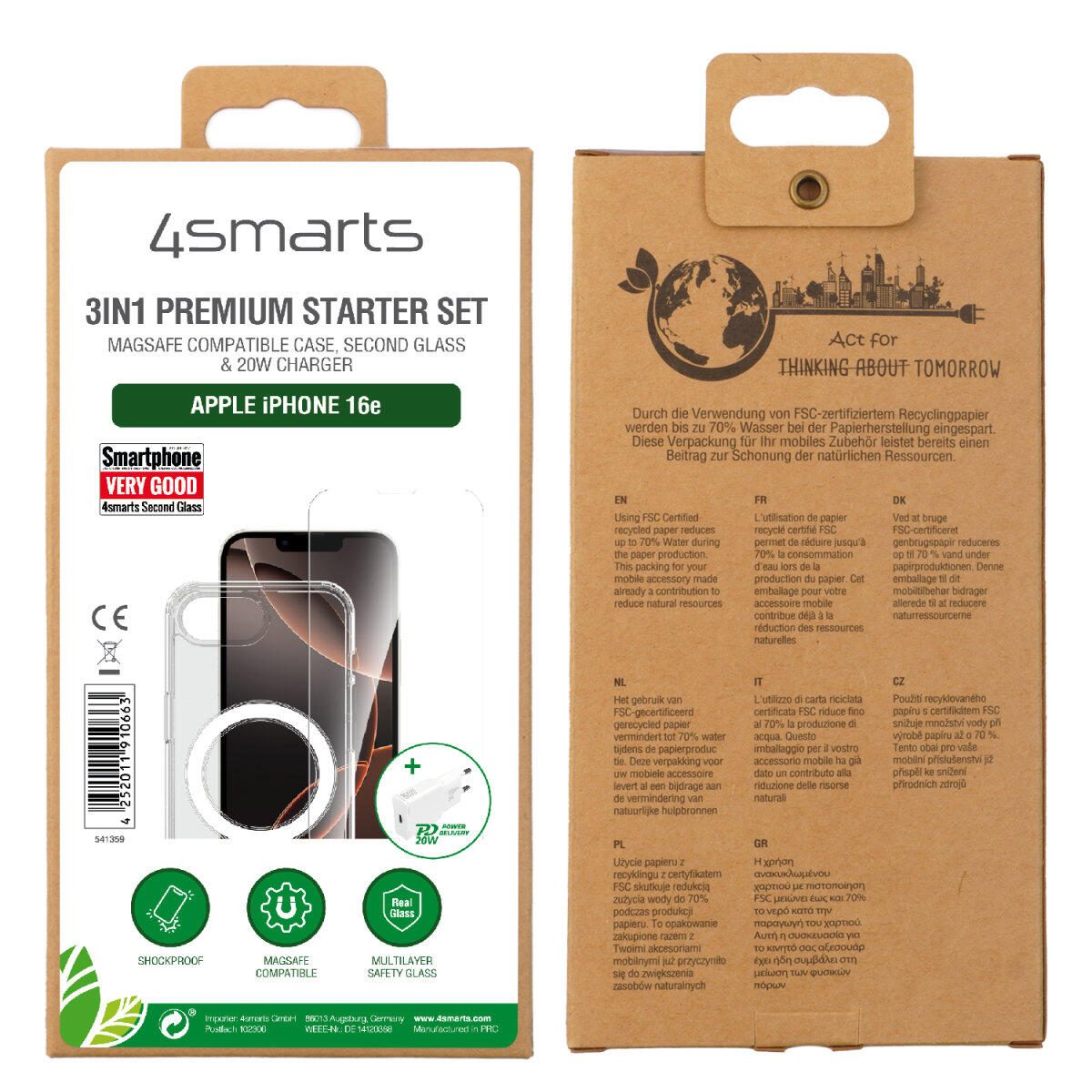 4smarts 3in1 Premium Starter Set für Apple iPhone 16e MagSafe-kompatibel