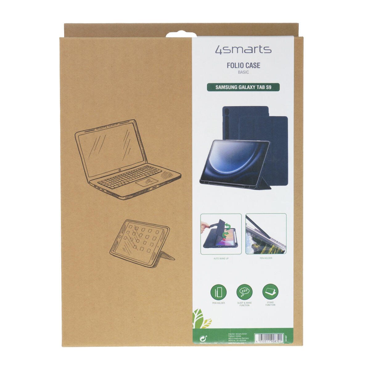 4smarts Folio Case Basic für Samsung Galaxy Tab S9 FE / S9 schwarz