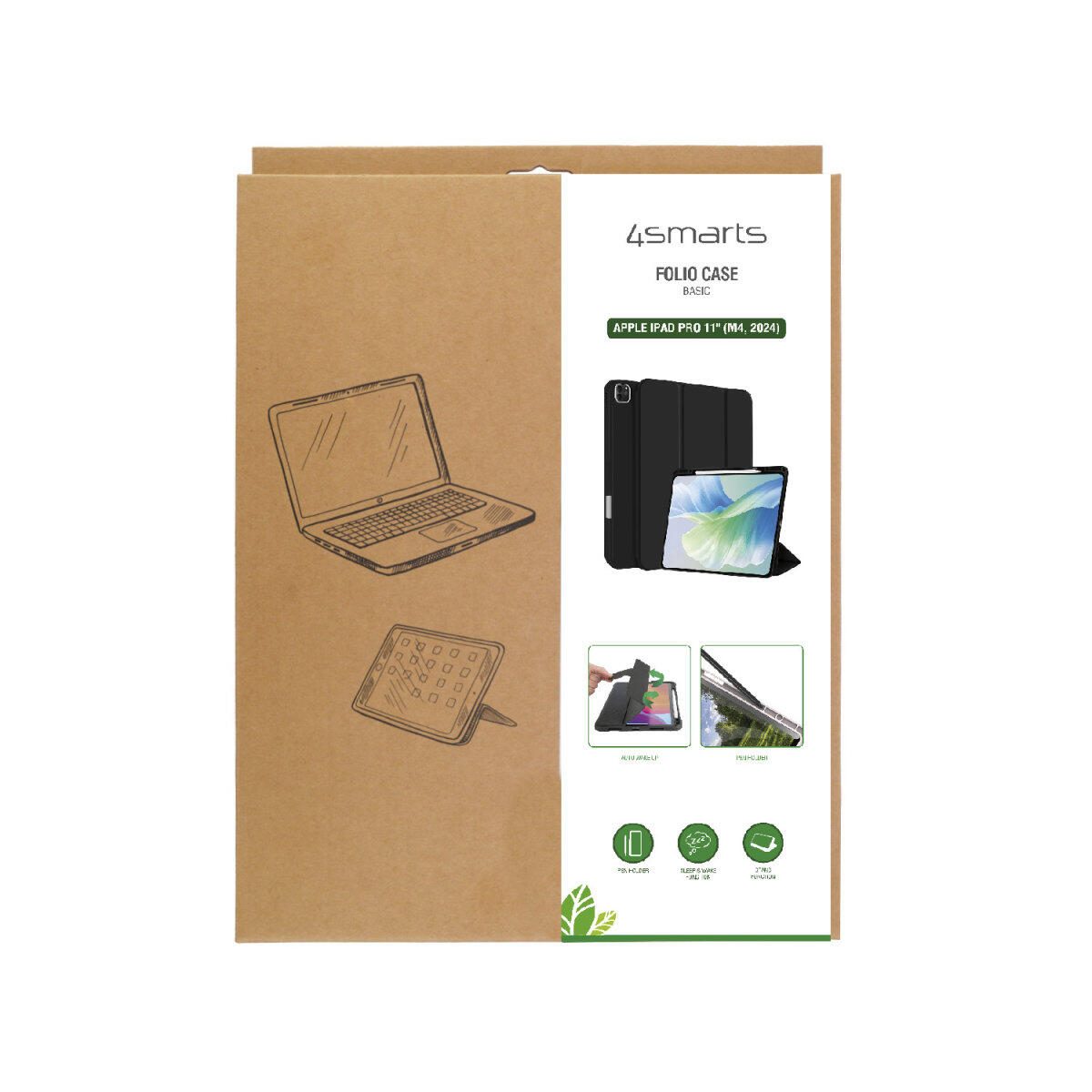 4smarts Folio Case Basic für Apple iPad Pro 11' (M4, 2024) schwarz