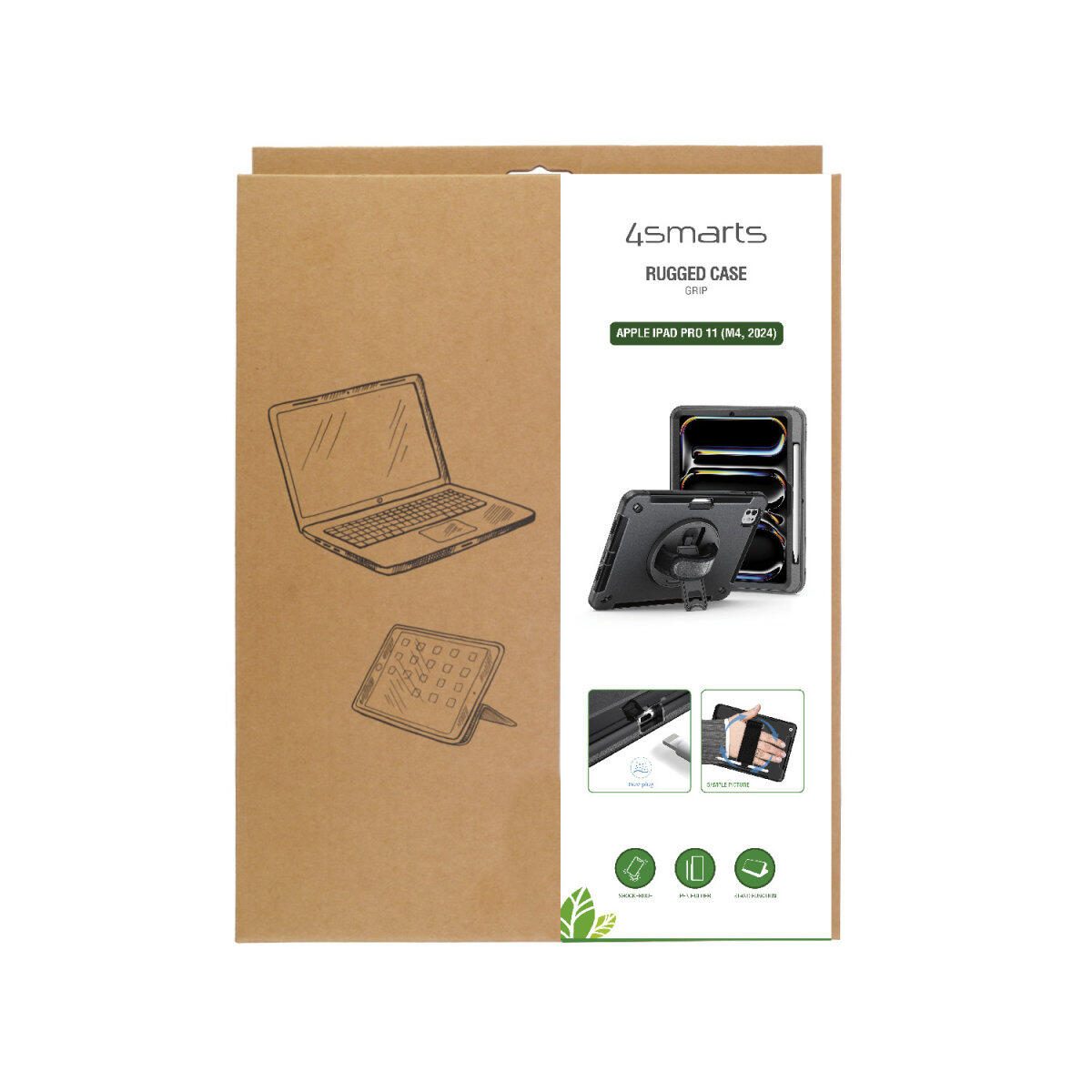 4smarts Rugged Case Grip für Apple iPad Pro 11' (M4, 2024) schwarz
