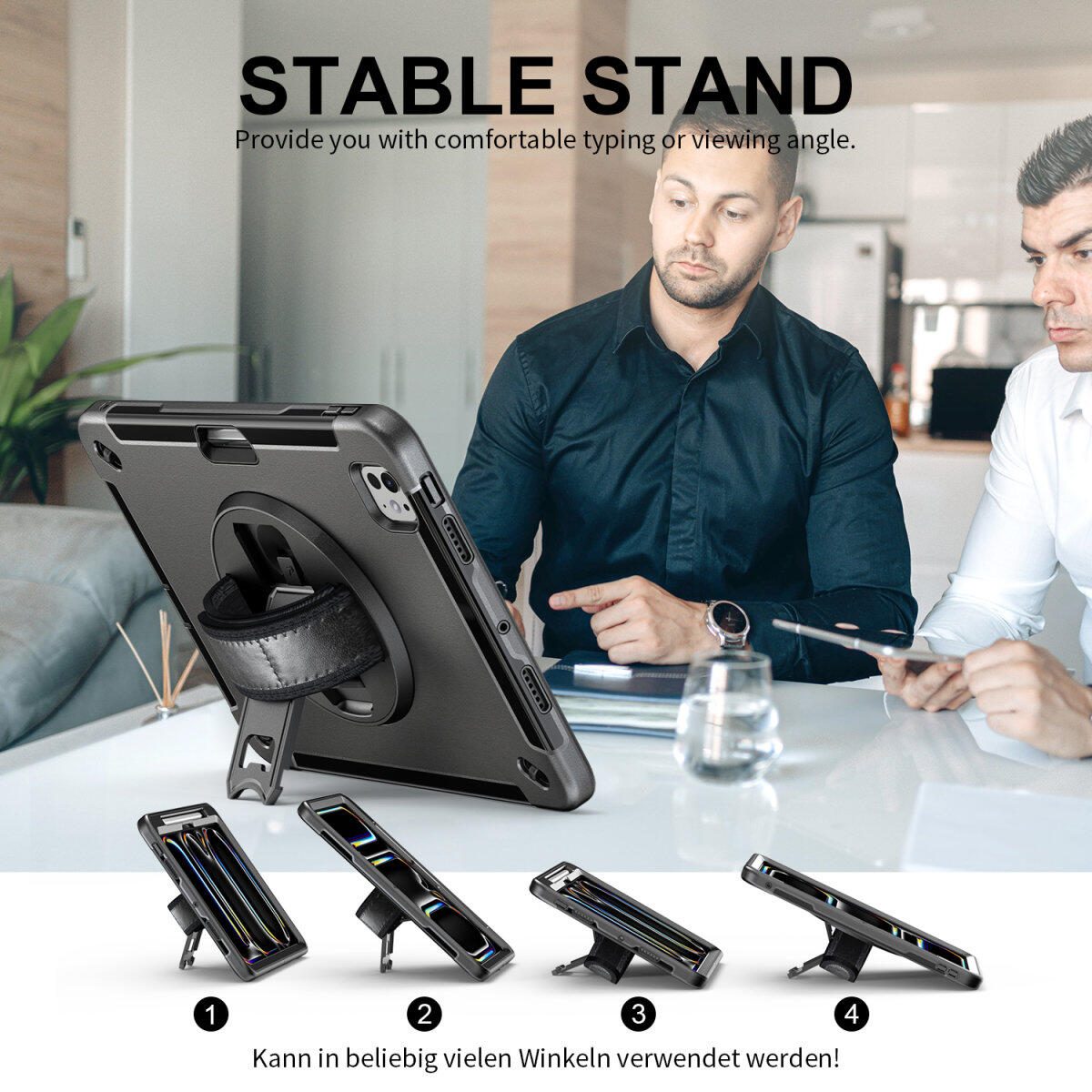 4smarts Rugged Case Grip für Apple iPad Pro 11' (M4, 2024) schwarz