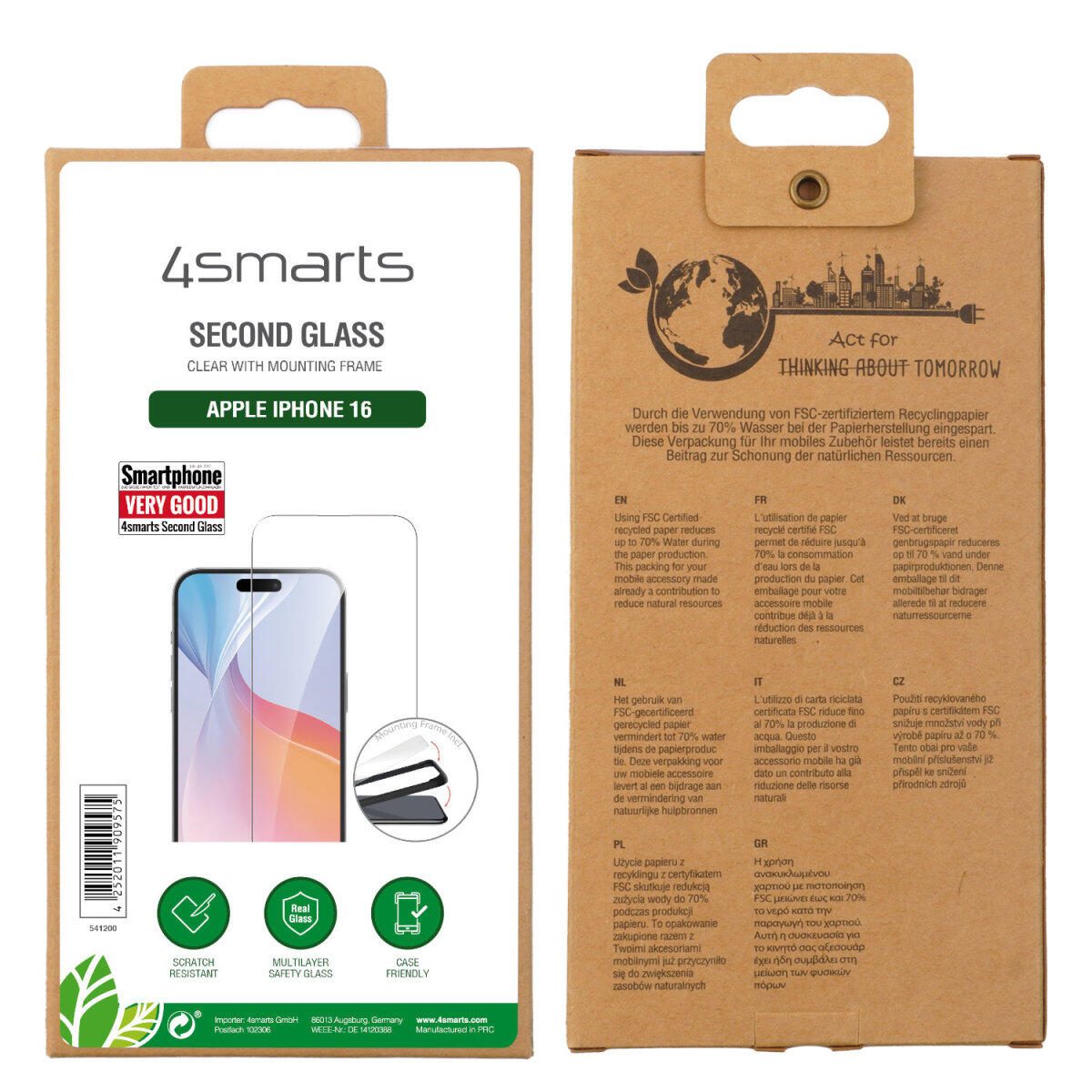 4smarts Second Glass mit Montagerahmen für Apple iPhone 16