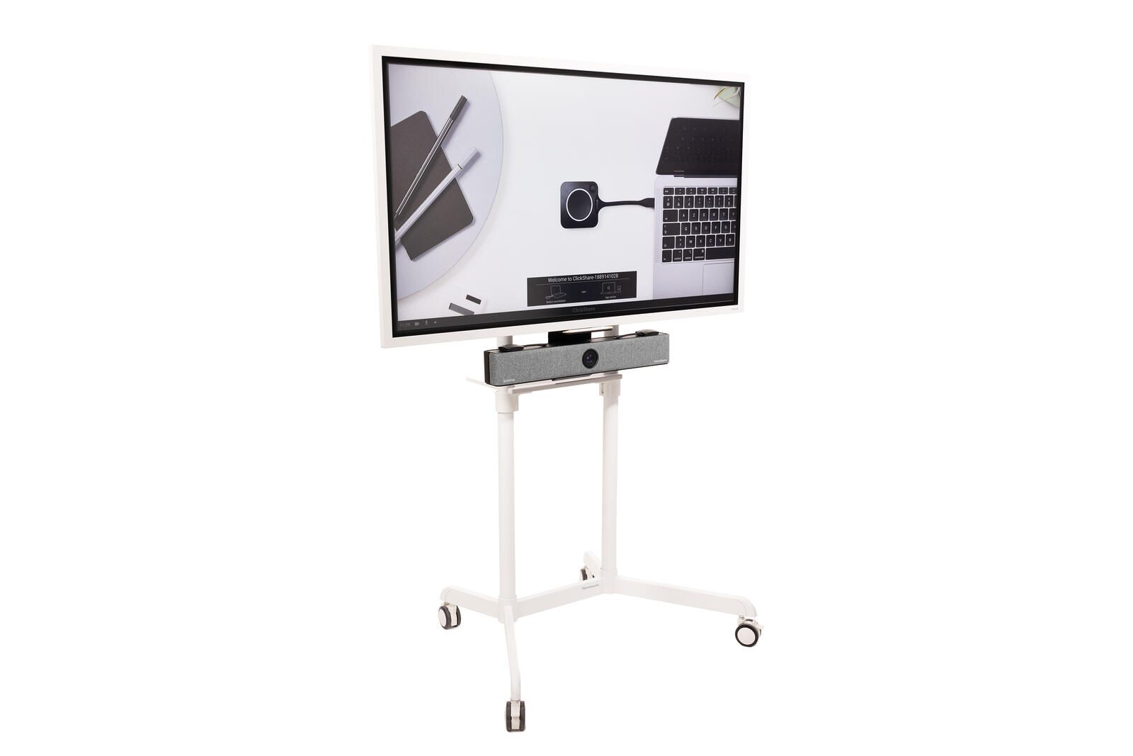 All-in-One Videokonferenzlösung Samsung Flip Pro WM55B, Neomounts NS-M1250, Barco Clickshare Bar Pro & Halterung