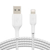 Belkin BoostCharge geflochtenes 3 m Lightning/USB-A Kabel, weiß Belkin BoostCharge geflochtenes 3 m Lightning/USB-A Kabel, weiß