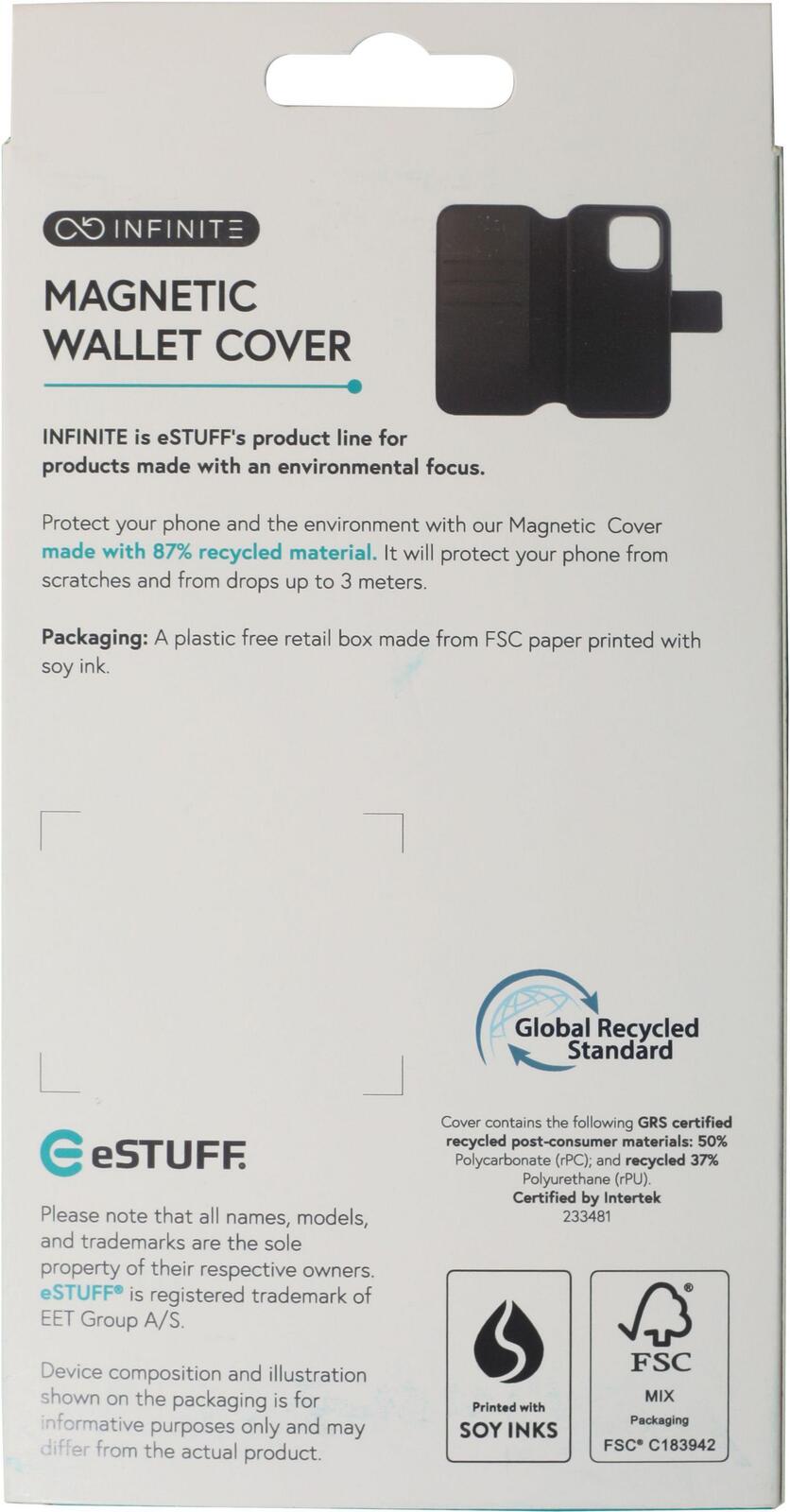 eSTUFF iPhone 16 Plus INFINITE MILAN Wallet Cover - Black