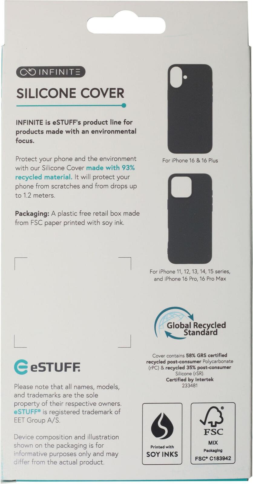 eSTUFF iPhone 16 Pro INFINITE RIGA Silicone Cover - Black