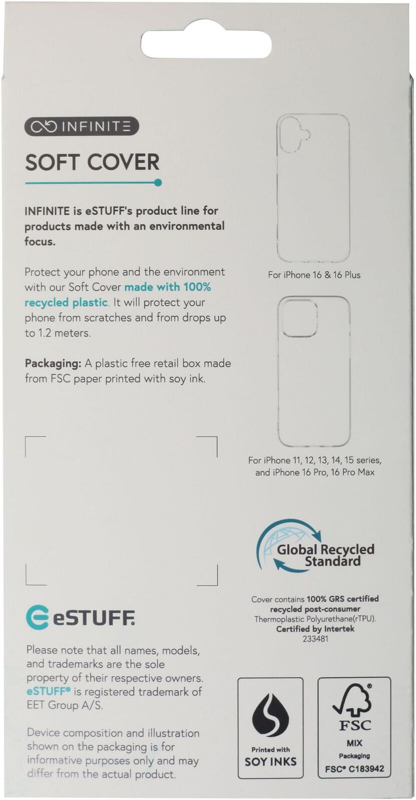 eSTUFF iPhone 16 Plus INFINITE VIENNA TPU Cover - Transparent