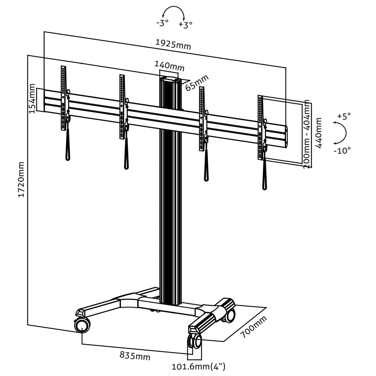 PureMounts TV Cart - Dual Display bis 55 Zoll