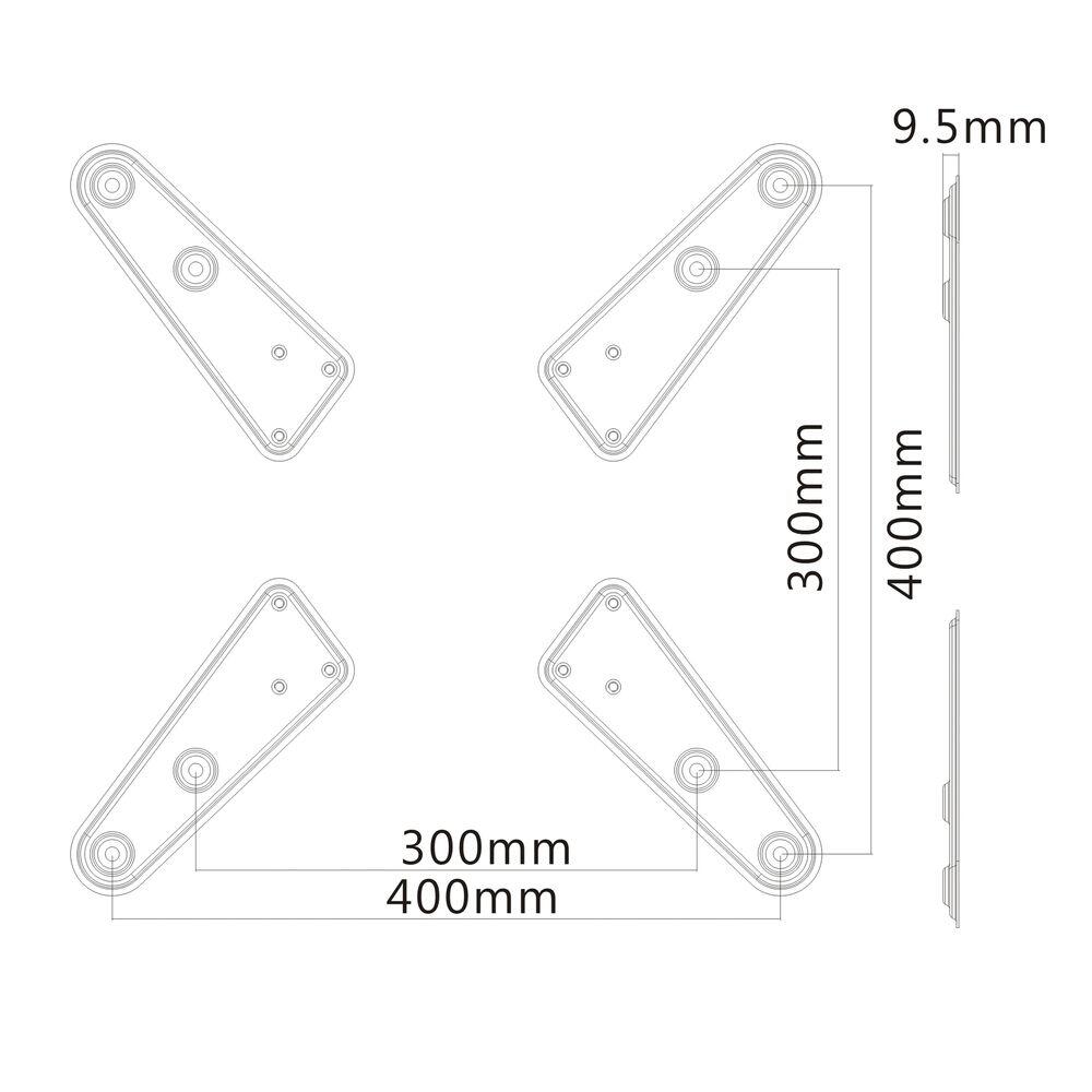 PureMounts Universeller VESA Vergrößerer 200x200 bis 400x400 4tlg. weiß