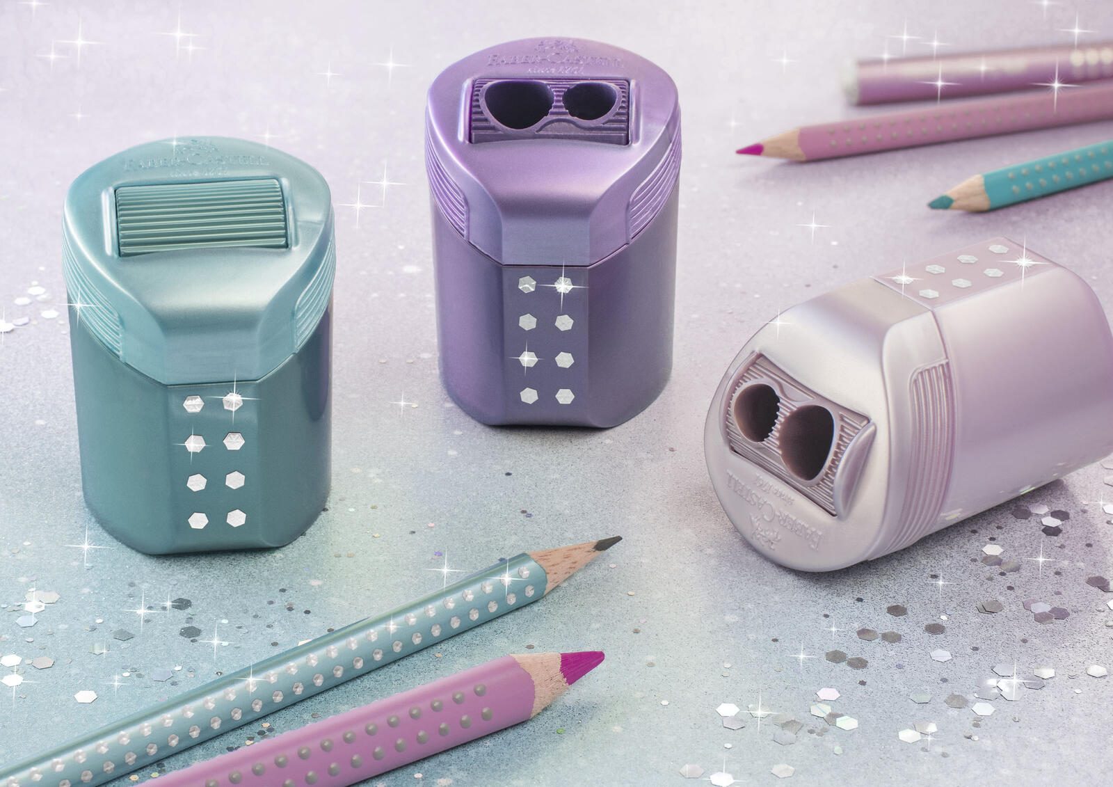 FABER-CASTELL Dosenspitzer doppelt rosa, lila oder türkis
