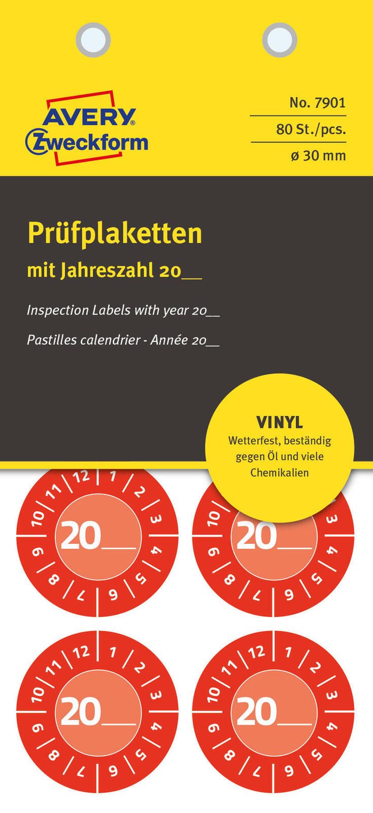 AVERY Zweckform Prüfplaketten 30,0 x 30,0 mm