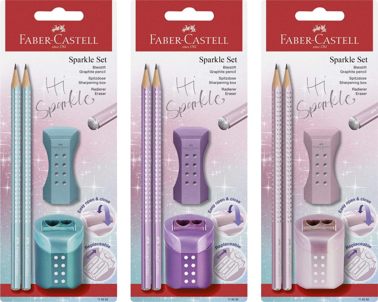 FABER-CASTELL Bleistift-Set Grip Sparkle