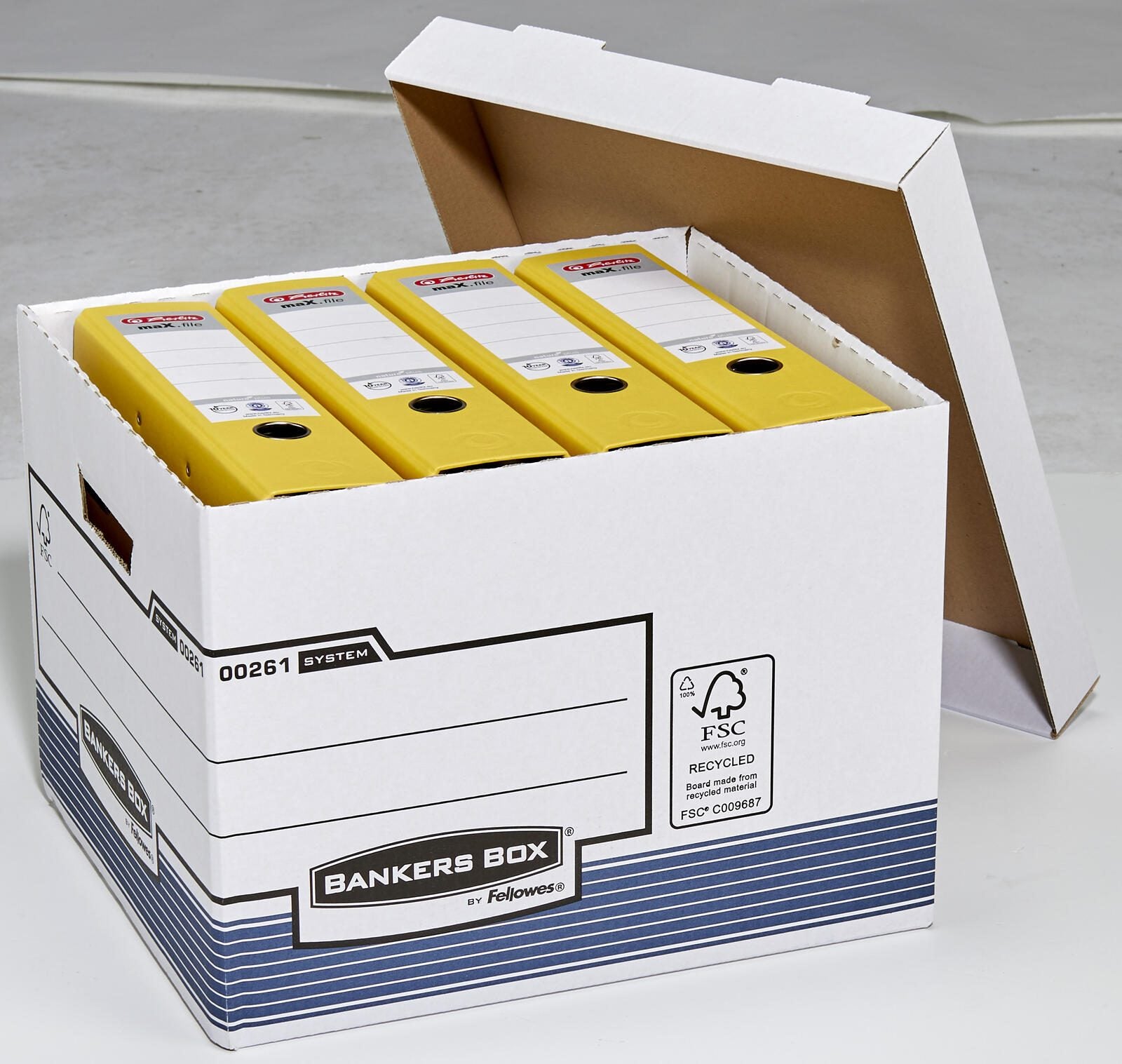 Bankers Box Archivboxen weiß/blau 33,5 x 40,4 x 29,2 cm