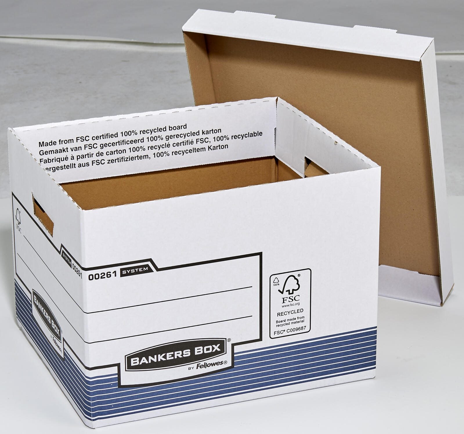 Bankers Box Archivboxen weiß/blau 33,5 x 40,4 x 29,2 cm
