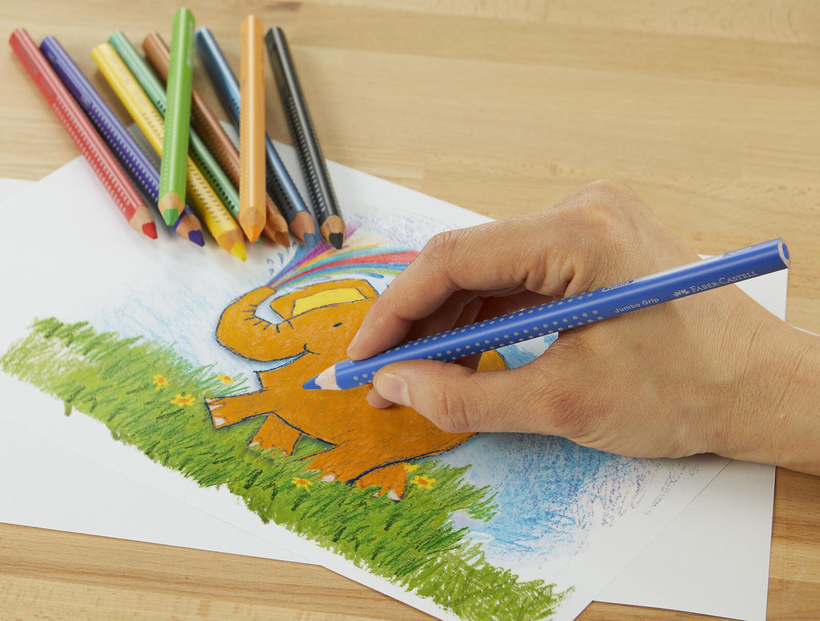 FABER-CASTELL Buntstifte Jumbo Grip Mehrfarbig