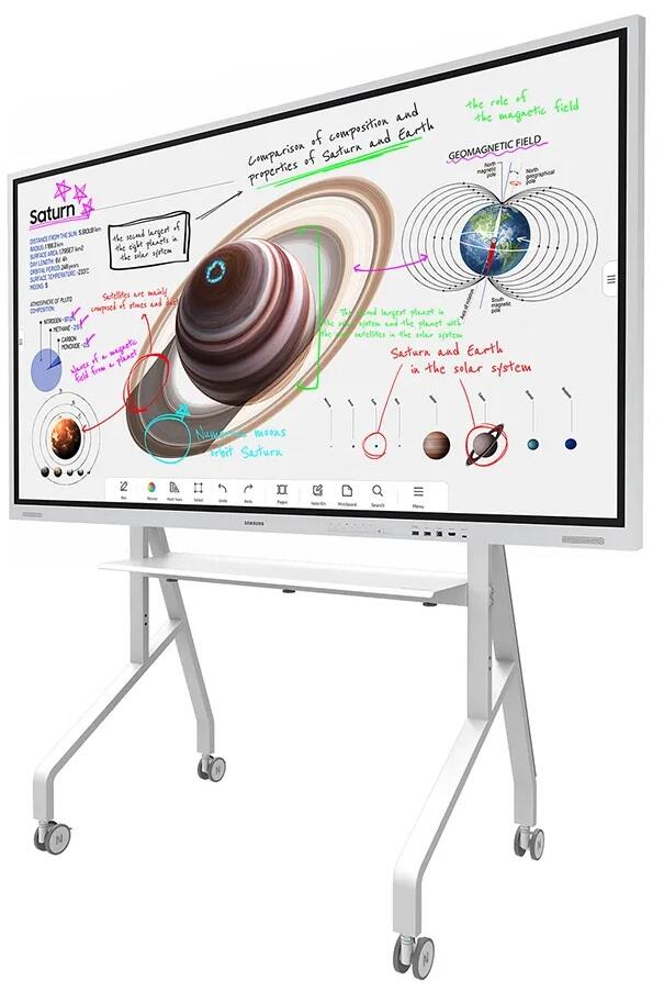 All-in-One Videokonferenzlösung Samsung Flip Pro WM75B, Neomounts FL50-525WH1, Barco Clickshare Bar Pro & Halterung