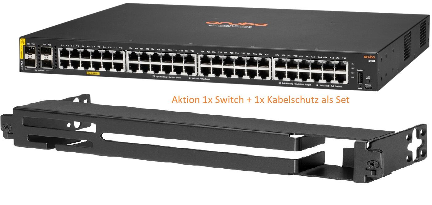HPE Networking CX 6100 48G 4SFP+ Switch JL676A + HPE Networking X511 Kabelschutz JL742A