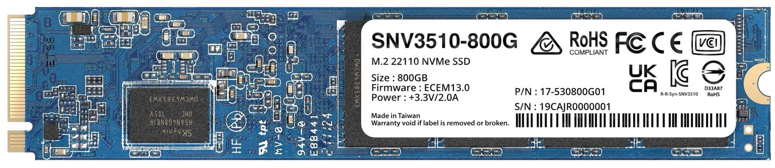 Synology Enterprise M.2 22100 NVMe PCIe 3.0 x4 SSD Festplatte 800GB