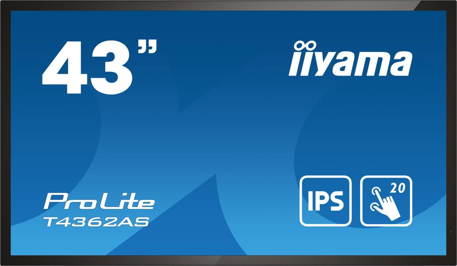 iiyama PROLITE T4362AS-B1 interaktiv Signage Display 108 cm (42,5 Zoll) 4K-UHD, IPS, 500 cd/m², 24/7, LAN, Android