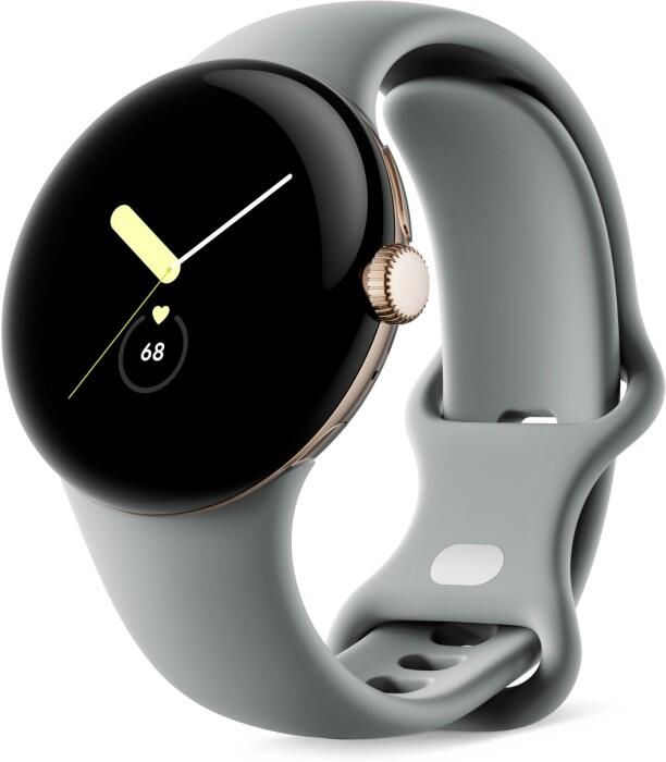 Google Pixel Watch (Wi-Fi) - 41mm in Champagne Gold mit Sportarmband in Hazel