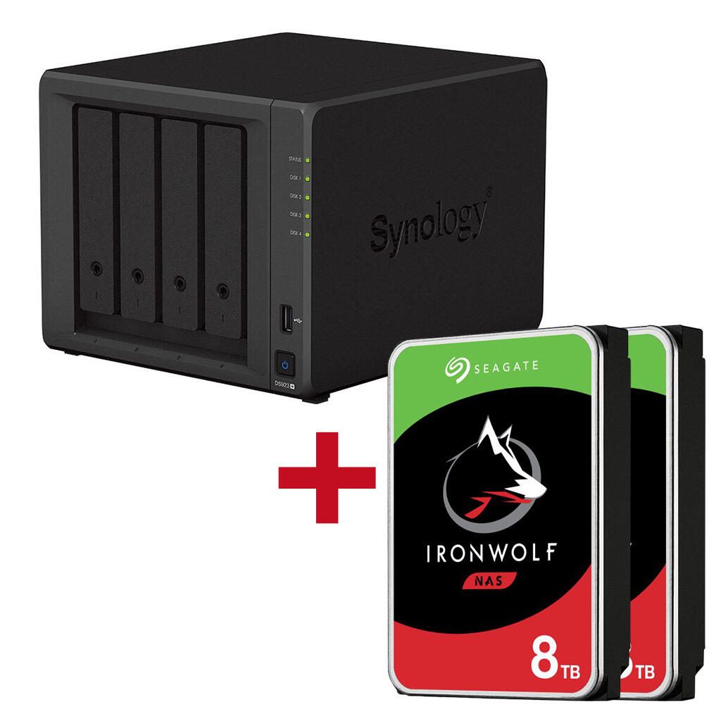 Synology DiskStation DS923+ 4 Einschübe NAS-Server Leergehäuse + 2x Seagate Ironwolf SATA 3.5' HDD 8TB Festplatte
