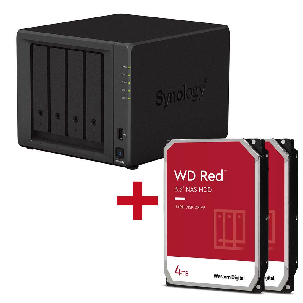 Synology DiskStation DS923+ 4 Einschübe NAS-Server Leergehäuse + 2x WD Red SATA 3.5' HDD 4TB Festplatte