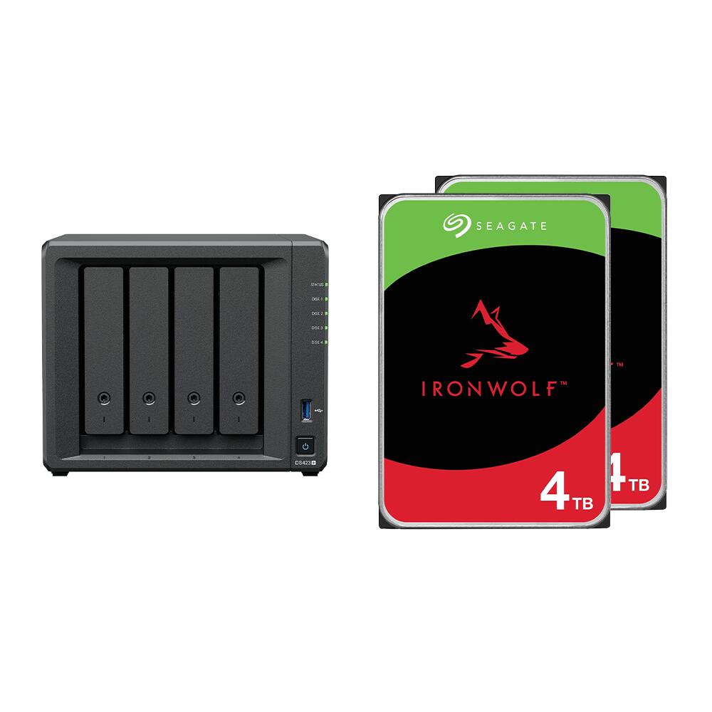Synology DiskStation DS423+ 4 Einschübe NAS-Server Leergehäuse + 8 TB (2x4TB) Seagate Ironwolf SATA 3.5' HDD Festplatte
