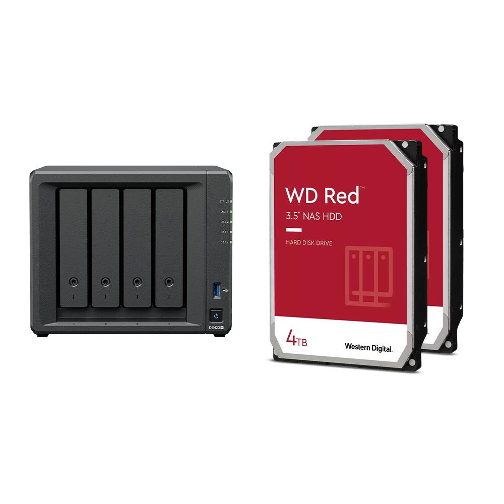 Synology DiskStation DS423+ 4 Einschübe NAS-Server Leergehäuse + 8 TB (2x4) WD Red 40 EFAX SATA 3.5' HDD Festplatten