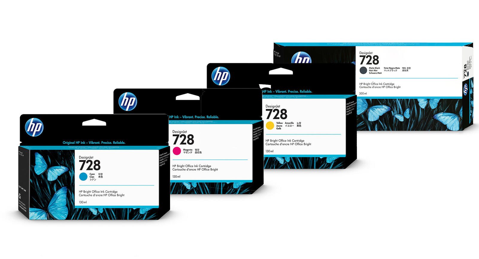 HP Original 728 Druckerpatronen - 4er Multipack (F9J67A, F9J66A, F9J65A, F9J68A)