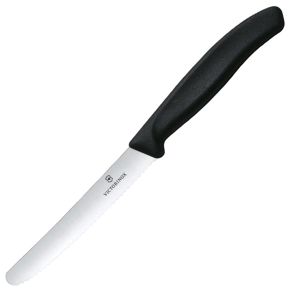 VICTORINOX Gemüsemesser silber, schwarz glänzend, poliert Klinge: 10,0 cm - 6 Stück