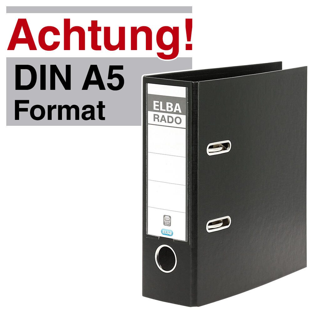 ELBA Ordner Rückenbreite 7.5 cm DIN A5 hoch Kunststoff schwarz