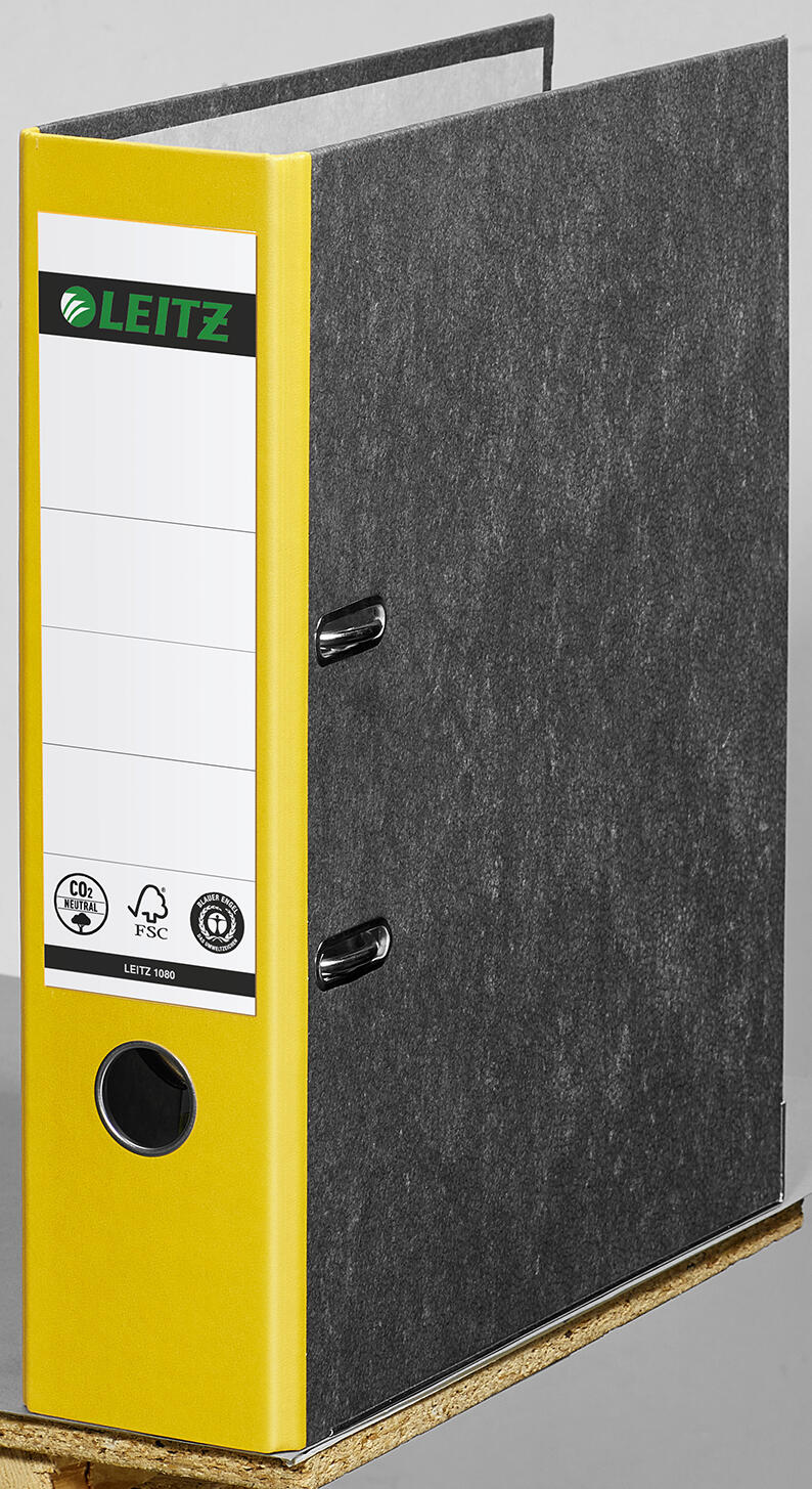 LEITZ Ordner Rückenbreite 8 cm DIN A4 Karton gelb marmoriert