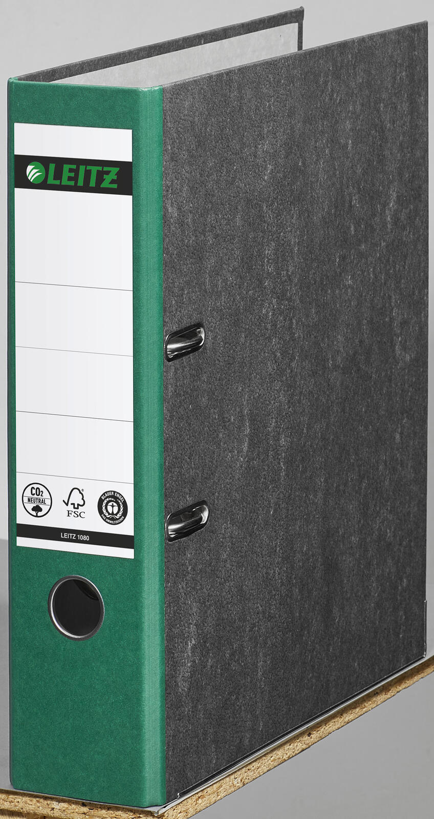 LEITZ Ordner Rückenbreite 8 cm DIN A4 Karton grün marmoriert